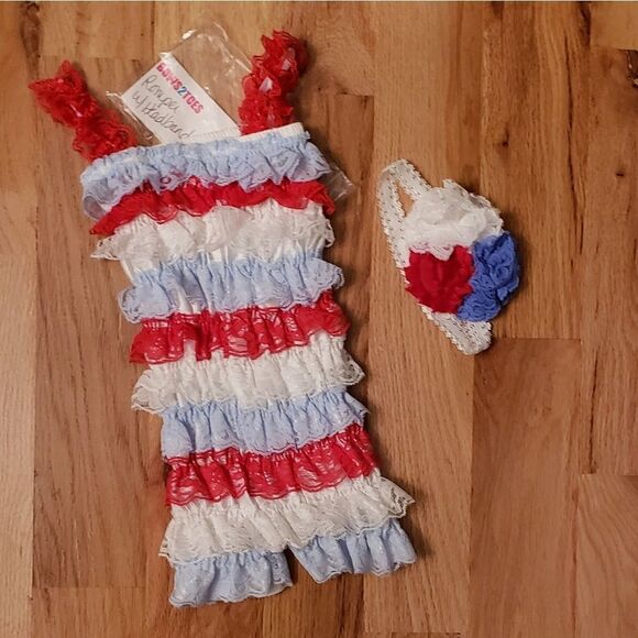NWT 🇺🇸 Lace Petti Romper Red, White & Blue 1-2 Years - Picture 4 of 4